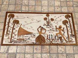 Bild handgefertigt aus Steinen und Holz, aus Brasilien