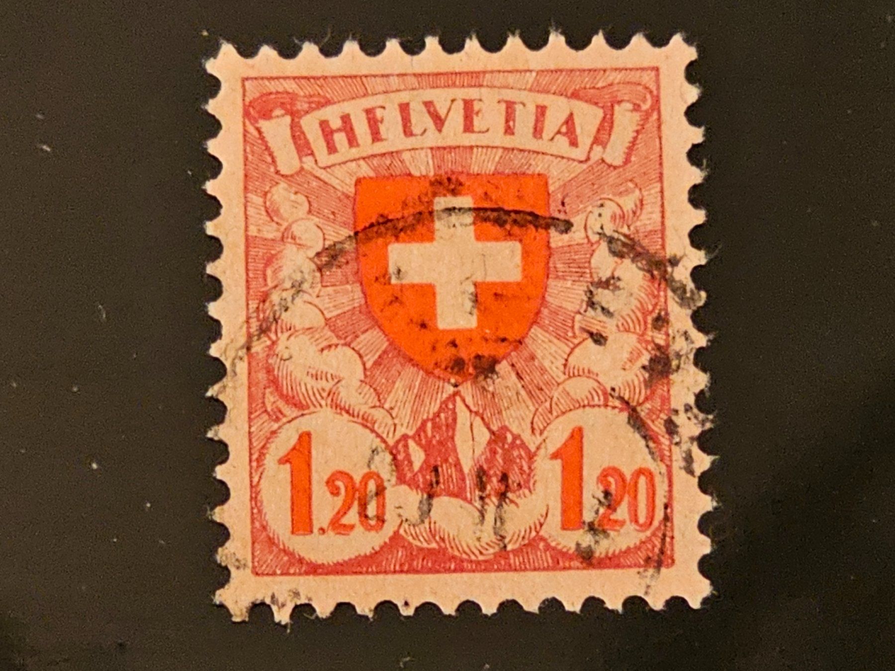 Tutti i francobolli: CH 1924 Plattenfehler "HFELVETIA" 164.2.01a Zu Fr. 120.-- – Usato da Monte Carasso venduto da giave