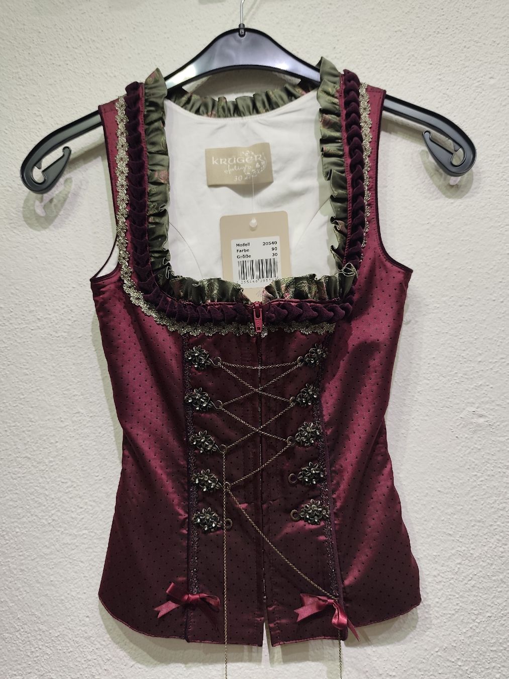 Krüger Vestiti: Trachtenmieder Krüger, Gr. 30 – Nuovo e nell'imballaggio originale da Dussnang venduto da Rosenfee50