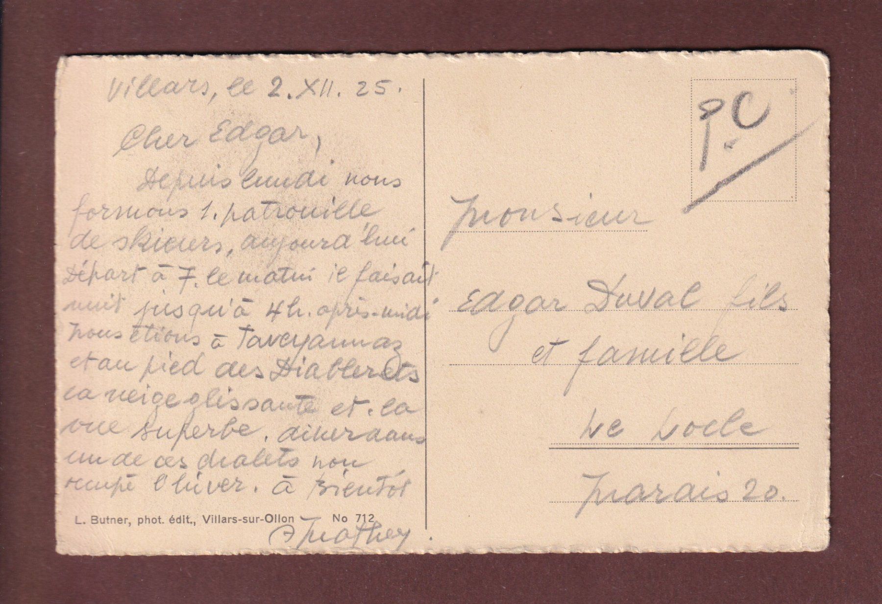 Cartes postales: TAVEYANNAZ - Les Diablerets - 1925 – D'occasion à Pully par nicecards-shop 1