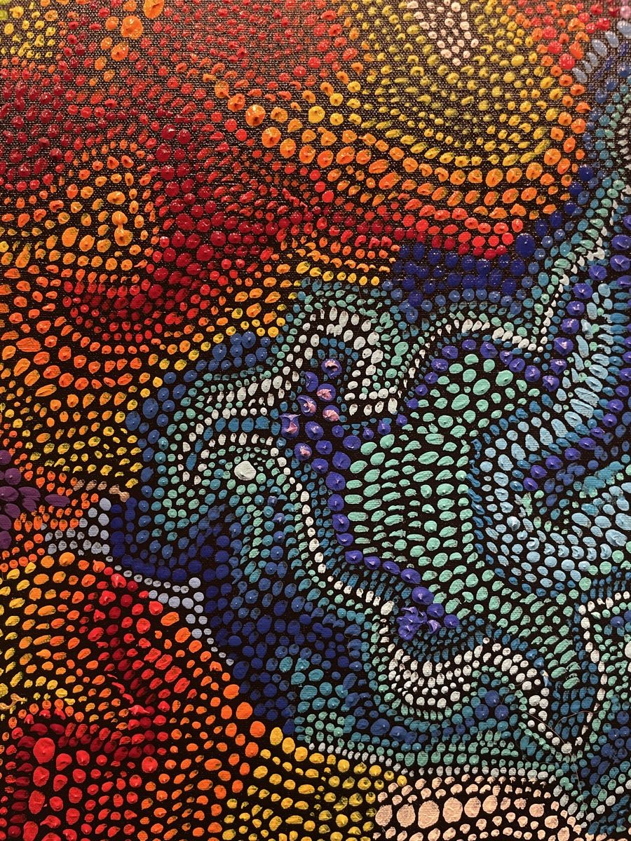 Poster & Bilder: Acrylbild abstrakt Punkttechnik farbig Grossformat guter Zus – Neu (gemäss Beschreibung) aus Pfyn von Goodsell 7