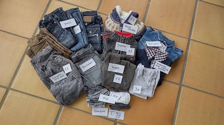 Lot habits garçon automne-hiver, veste similicuir doublée 92