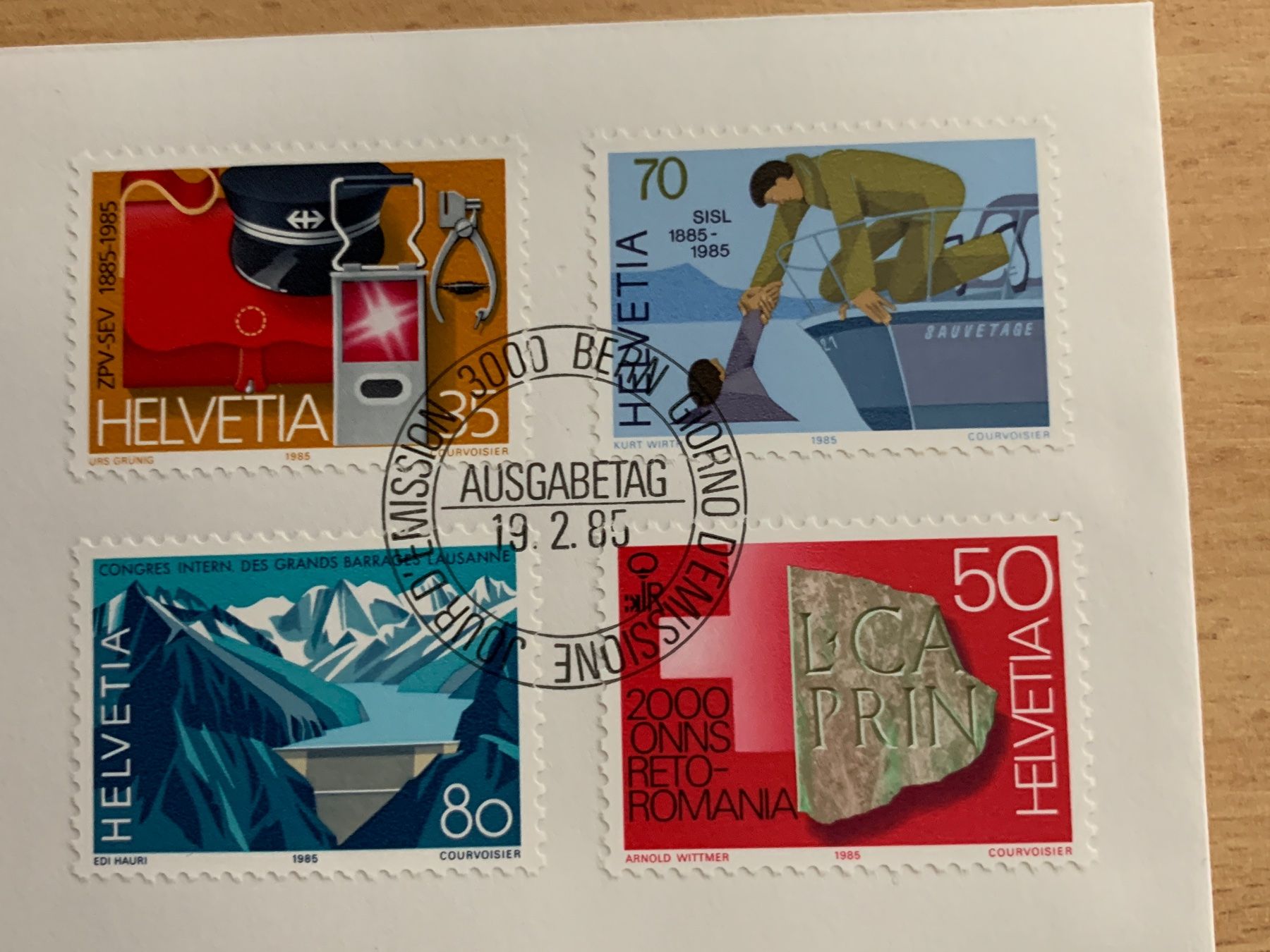 Tutti i francobolli: Sonderpostmarken 19.2.1985 FDC Ersttagsstempel 3000 Bern – Usato da Ibach venduto da lisch3 3