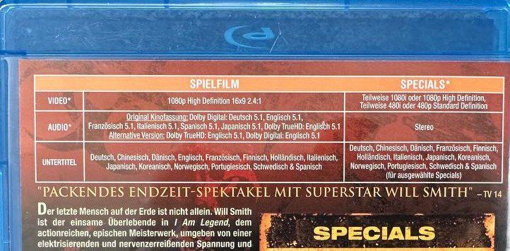 Tutti i DVDs: I Am Legend - Will Smith - Blu-ray - Top Zustand – Usato da Beringen venduto da Mantafisch1 2