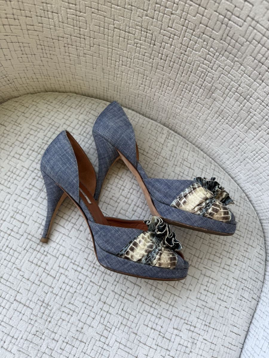 Damenschuhe: Escarpins Oscar de la Renta denim et python – Taille 38 – Neu (gemäss Beschreibung) aus Genève von iry_67wr 6