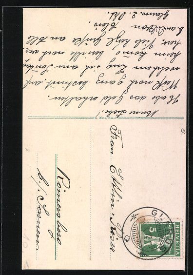 Cartoline postali: AK Glarus, Stadtkirche, 1912 – Usato da Berlin venduto da bartko-reher 1