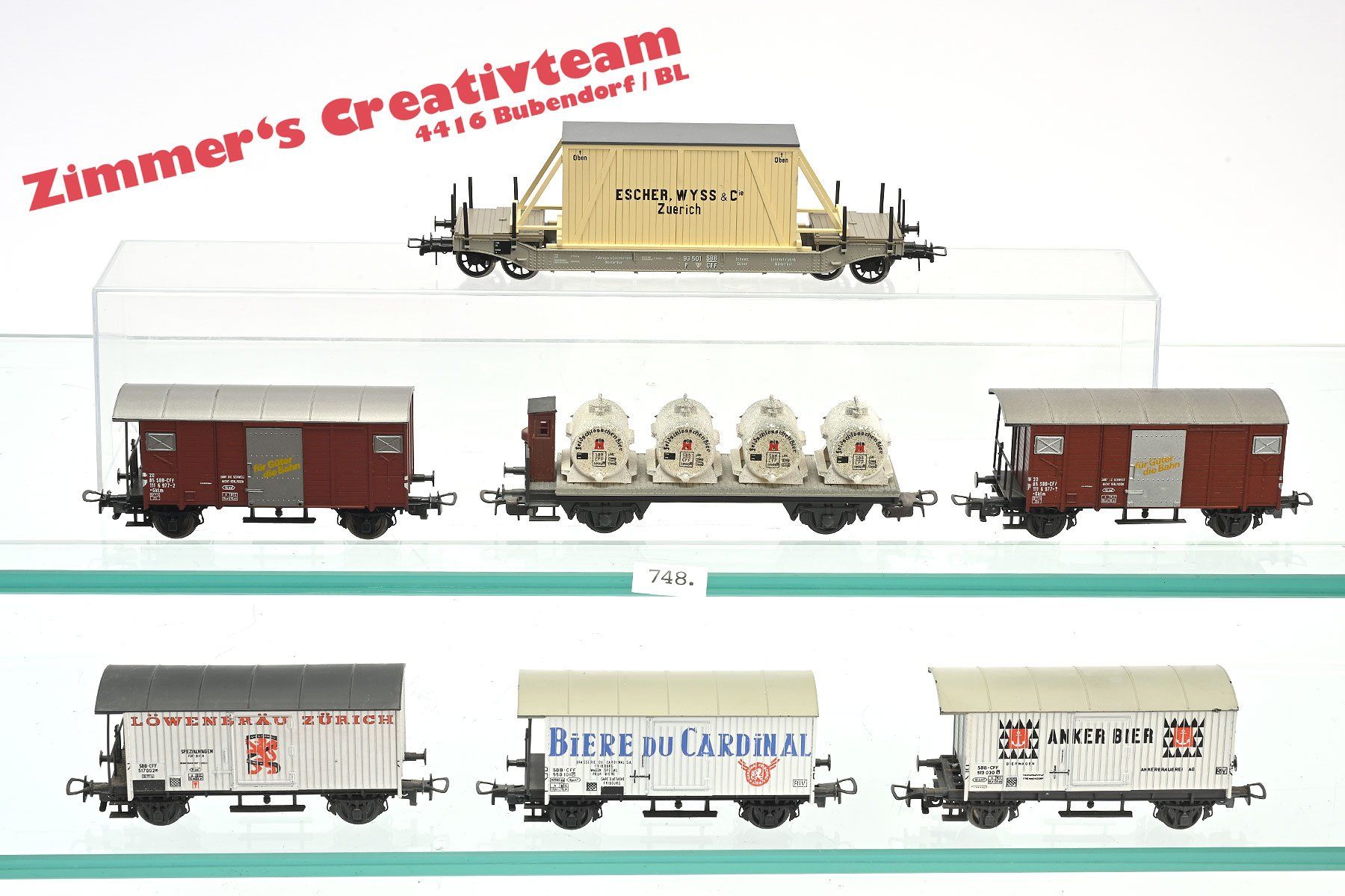 Modellini di ferrovie: 7 versch. schweizer Güterwagen, H0, WS – Usato da Bubendorf venduto da zimmers_creativteam