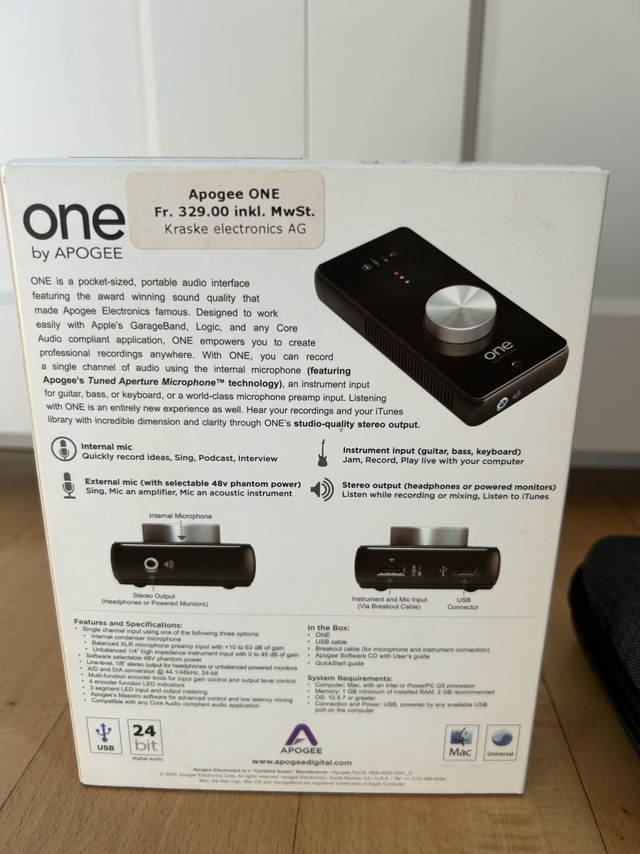 Apogee Attrezzatura per studi di registrazione: Apogee One Interface inkl. Halterung + Hama Case + Zubehör – Nuovo (secondo la descrizione) da Basel venduto da Betav8 2