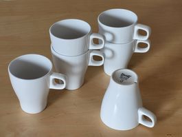 6 weisse Ikea Tassen Kaffeetassen stabpelbar