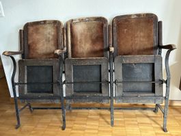 20er Jahre Original Vintage 3er Kinostühle - Rarität!
