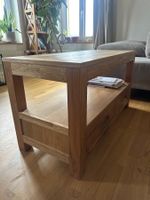 Massiver Eichenholz Couchtisch mit Schubladen – 101 × 45 cm,