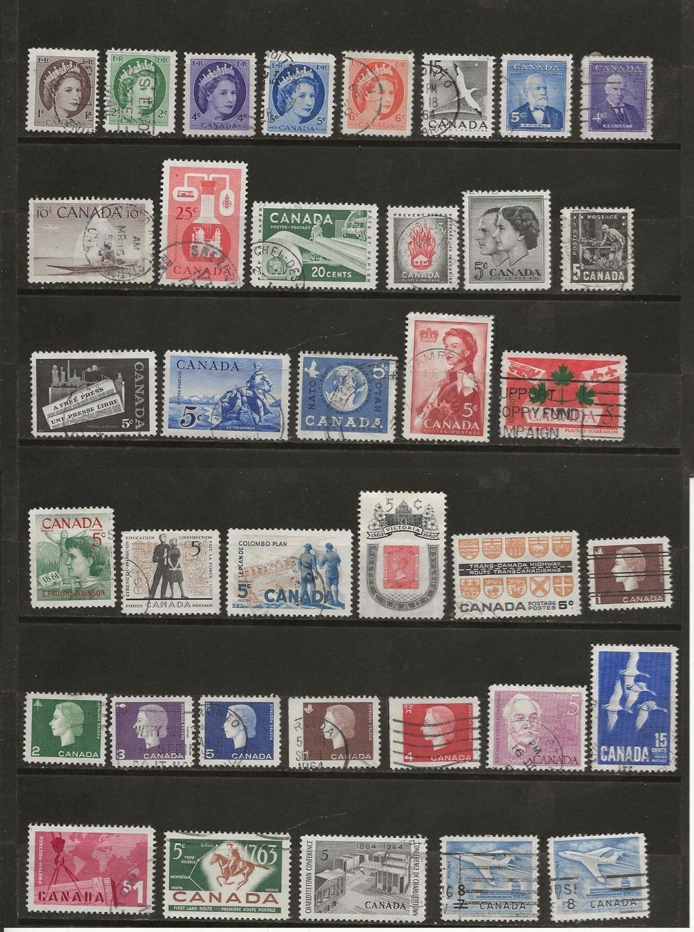 Tutti i francobolli: Canada Lot 10 1954 ... – Usato da Sion venduto da PierreP01