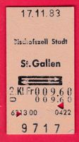 KARTON BILLETT,BISCHOFSZELL STADT - ST.GALLEN,2.KLASSE,RETOU