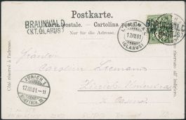 GL Braunwald - Stabstempel - Linthal - Karte - Post