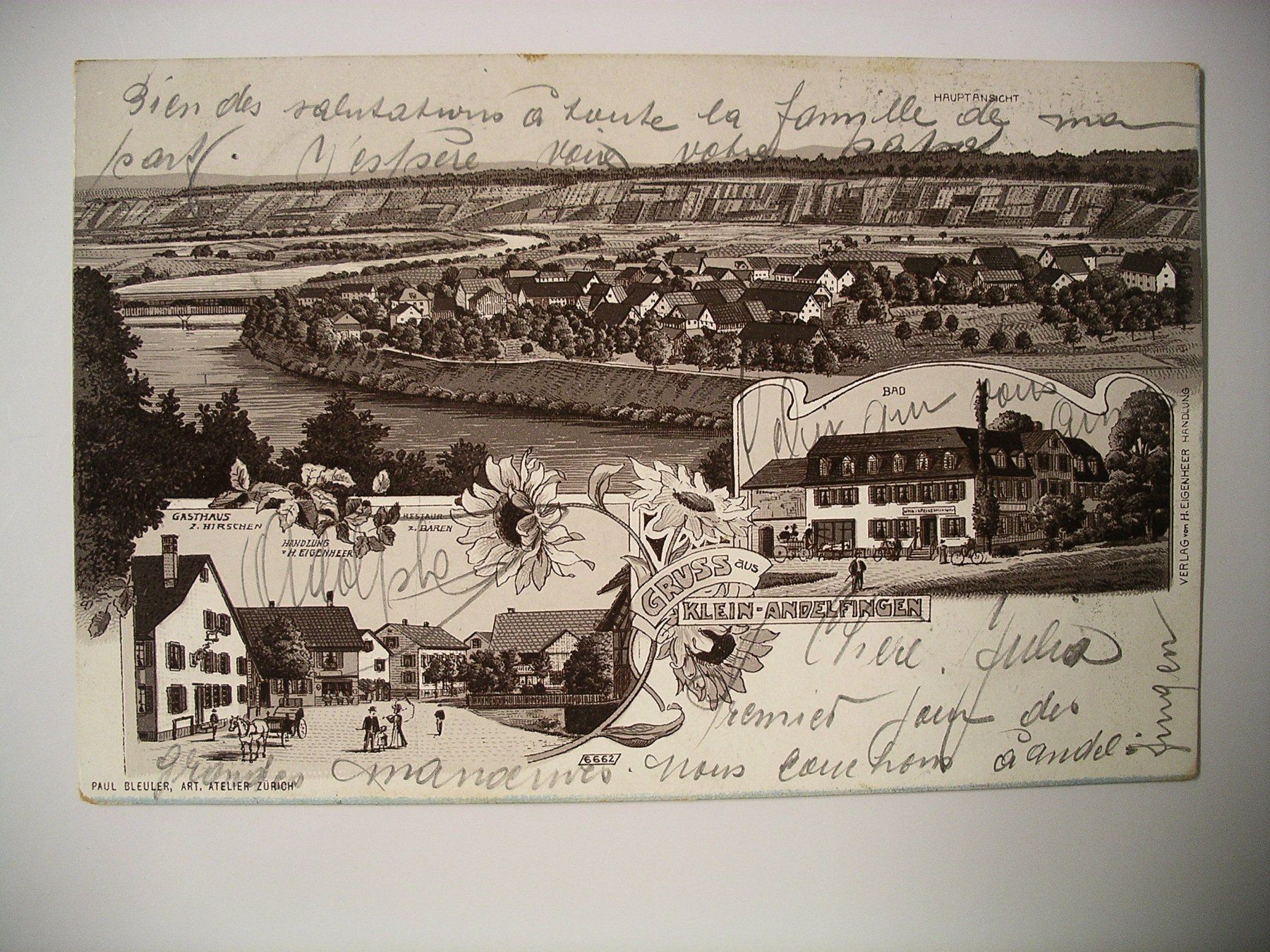 Cartoline postali: s/wLithoAK KLEINANDELFINGEN mit BahnSTempel – Usato da Oberhofen am Thunersee venduto da luuping99