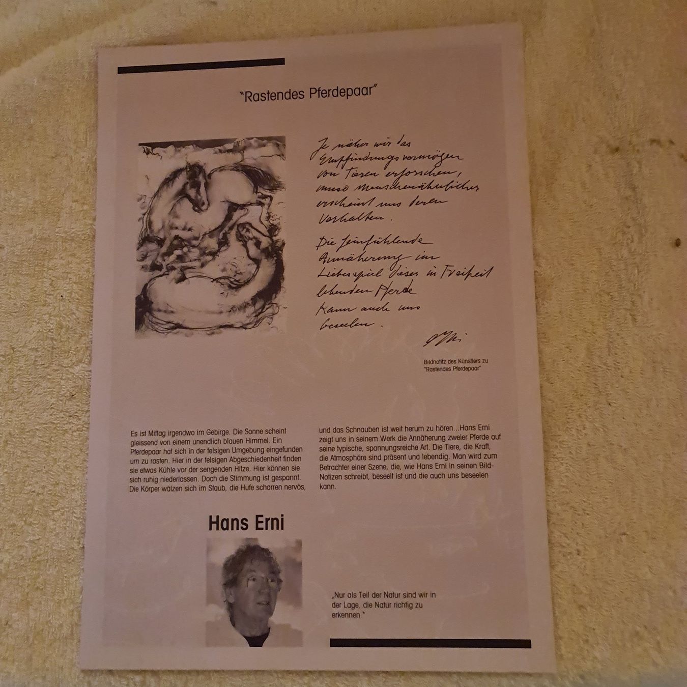 Foto & Immagini: Rastendes Pferdepaar. Hans Erni / Keramikbild – Usato da Hütten venduto da Edeli5 3