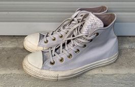 Superbe basket CONVERSE cuir gris blanc parties serpent n.38