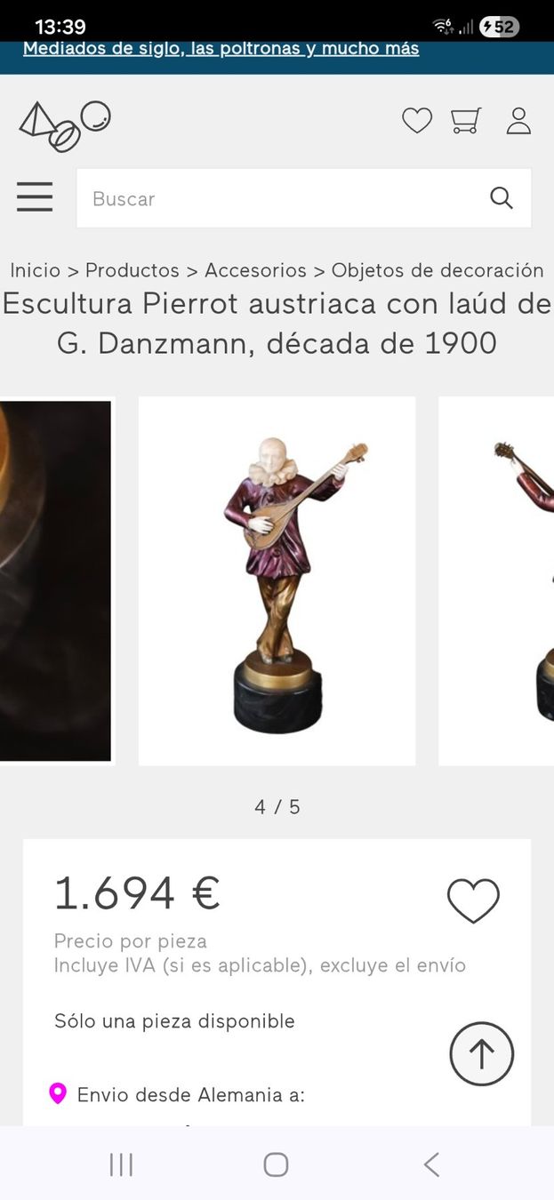 Sculture & Statue: Rare Sculpture Pierrot G. Danzmann – Usato da Undervelier venduto da Tufitufi7