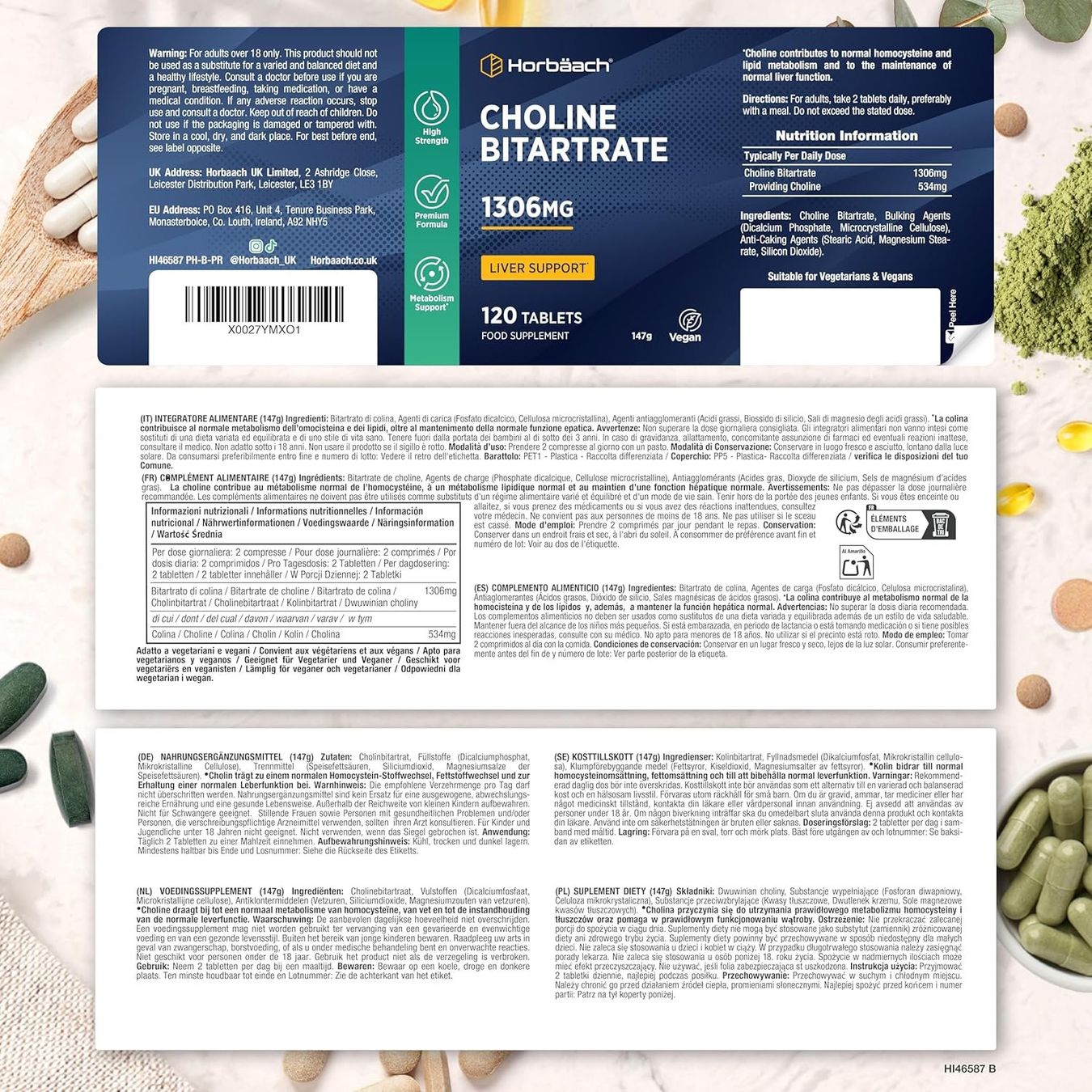 Lebensmittel & Spezialitäten: Cholin 1305 mg Tabletten 120 Stk Vegan – Neu und originalverpackt aus Suhr von SchnapperCH 3