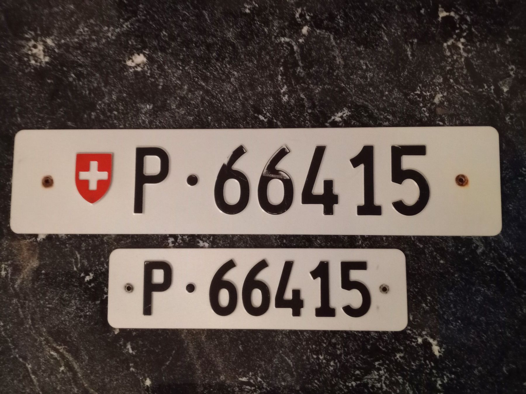Insegne: 2x Nummernschild PTT Post ausrangiert 66415 – Usato da Küttigen venduto da Melisch1000