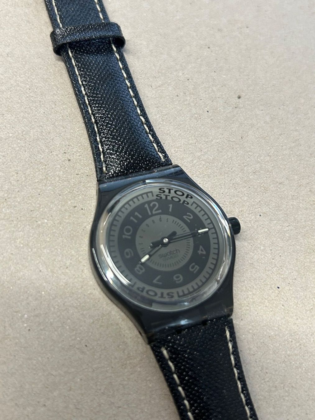 Swatch Orologi: Swatch Chrono Stop Black Deco 1993 – Nuovo e nell'imballaggio originale da Wilen b. Wil venduto da Alvaro00 1