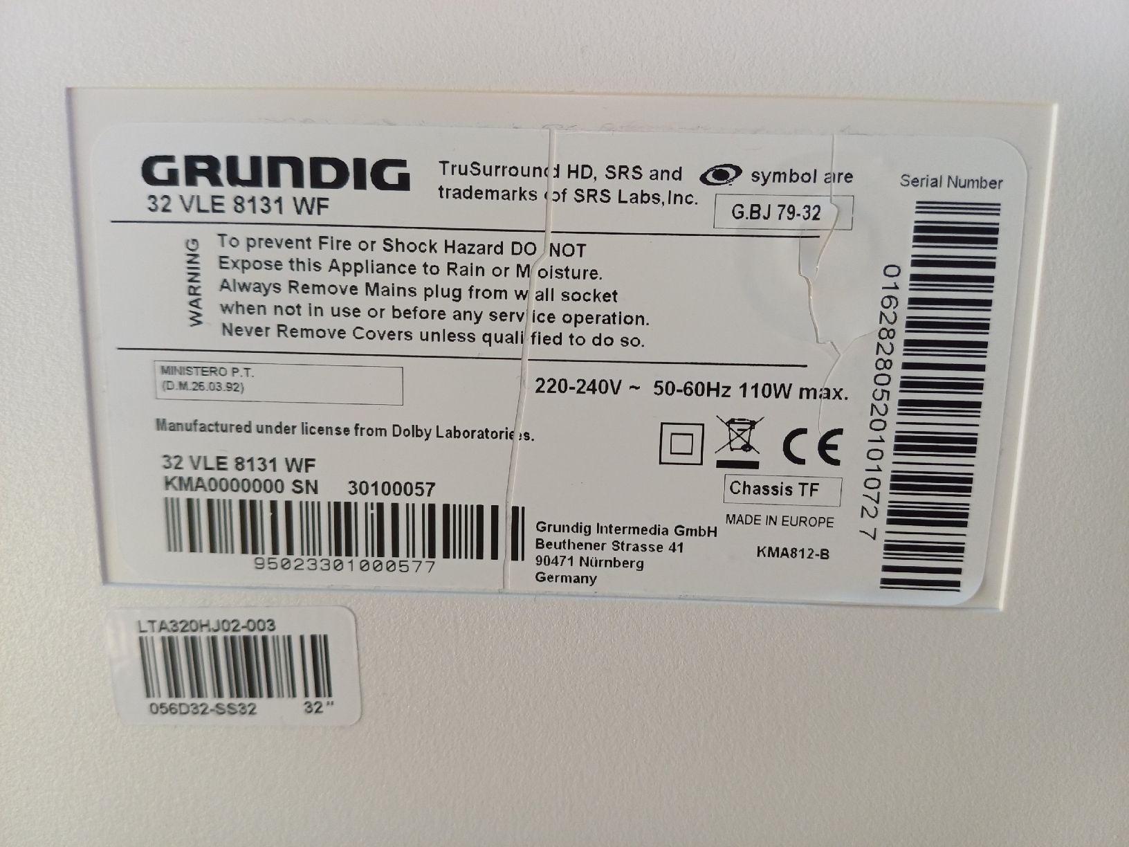Grundig Televisori: Grundig LCD TV, 32", Typ 32 VLE 8131 WF – Usato da Münchenstein venduto da hbro 2