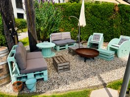 Garten Sitz Lounge. Mit Sitz und Rücken Kissen