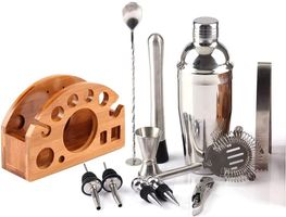 12pcs Cocktail Set Mit 750ml Cocktail Shaker Bambus Ständer