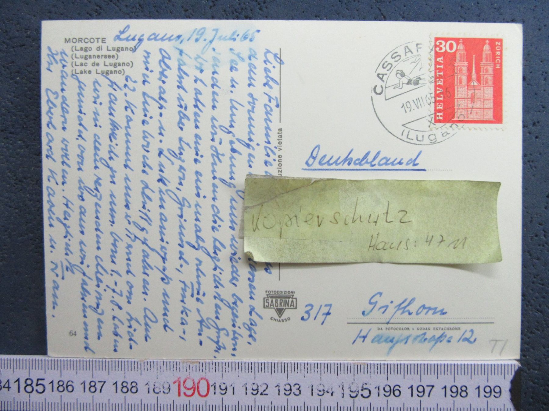 Cartoline postali: MORCOTE TICINO 1965 – Usato da Ettingen venduto da Hausi4711 1