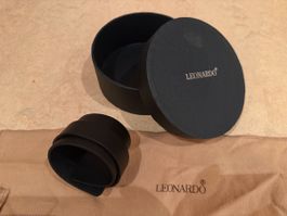 Leonardo Armband Leder schwarz mit Box neuwertig