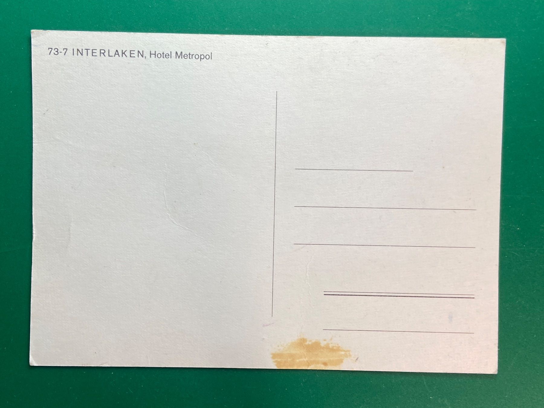 Cartoline postali: Interlaken - Hotel Metropol – Usato da Steg VS venduto da danwer74 1