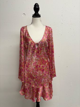 Neues Zara Blumenkleid Gr. XL pink rosa langarm romantisch