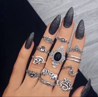 Ring Set Modeschmuck silberfarben diverse Grössen neu 13 tlg
