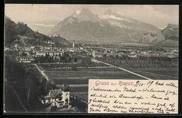 AK Ragaz, Ortsansicht aus der Vogelschau