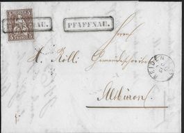1865 Brief PFAFFNAU Stab-o eingefasst Nr. 30 selten ab 1.-