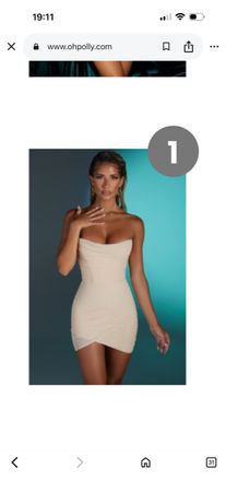 Oh Polly Bandeau Wrap Mini Dress Sand Size S - New!