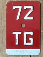 TG 72 - VELONUMMER - FAHRRADSCHILD - PLAQUE DE VELO - TG 72