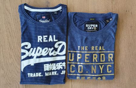 2 Superdry T-Shirt kurzarm in verschiedenen Blautönen,Gr. 38