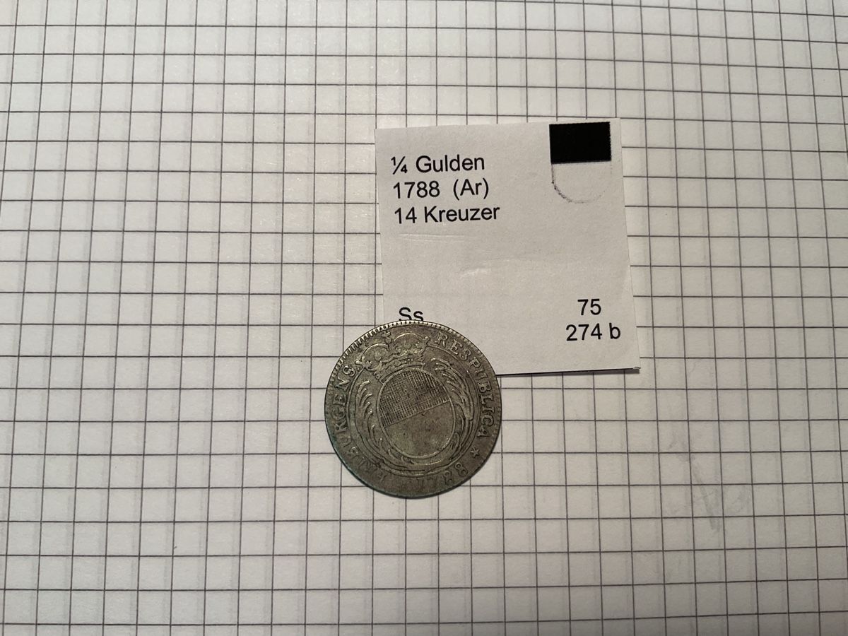 Tutti le monete: Freiburg 1/4 Gulden 1788 – Usato da Ursenbach venduto da tho_8s6p