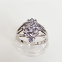 Vintage Silber Ring 925 mit lila Steinen, , Gr. 18,6 mm