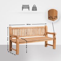 Massiv Teakbank ARGO 180cm Gartenbank Holzbank Parkbank