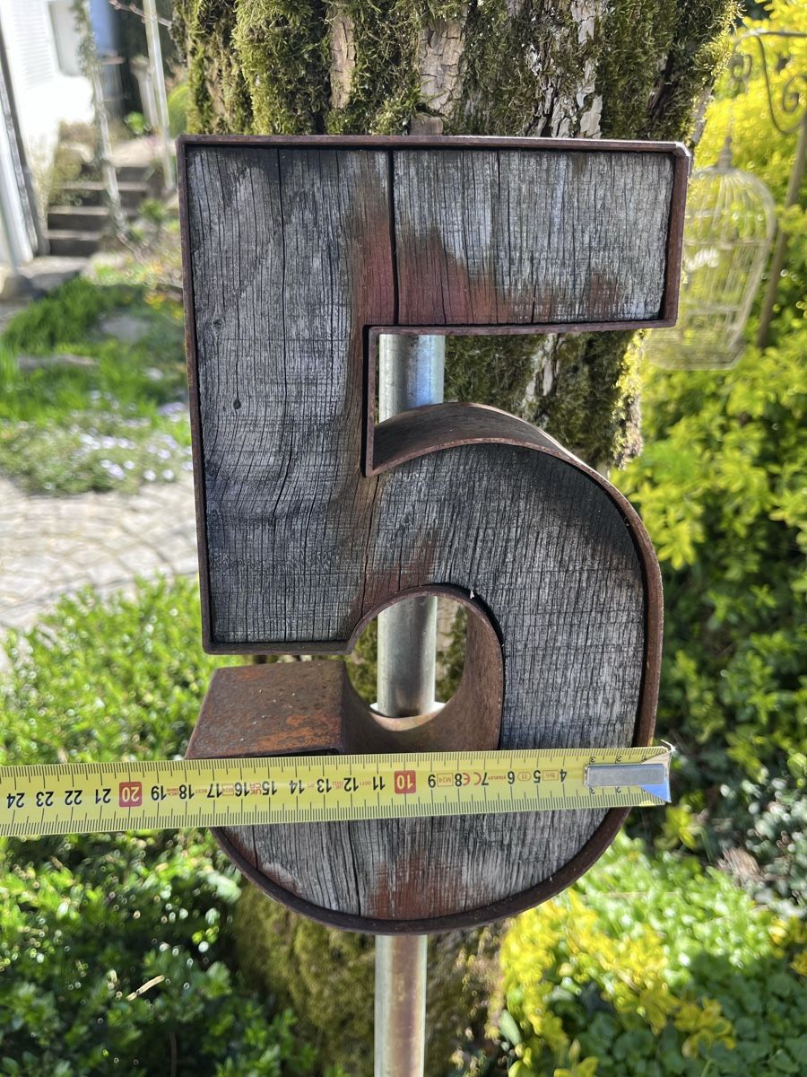 Insegne: Hausnummer 5 Eichenholz / Stahl – Usato da Aarau Rohr venduto da frey85 2