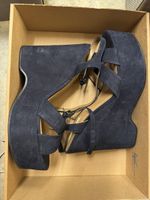 Sandales compensées Zara Basic bleu marine taille 39