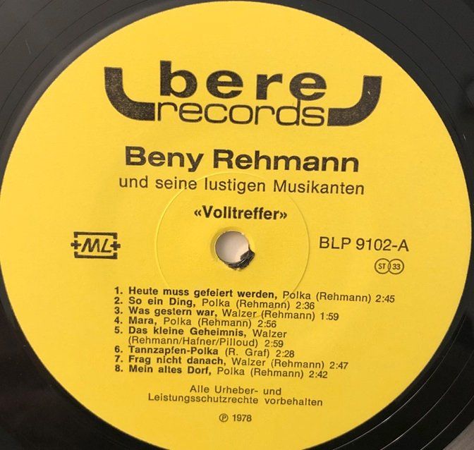 Dischi in vinile: Beny Rehmann - Volltreffer (LP) – Usato da Grüningen venduto da azulmarron 2