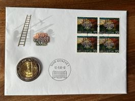 Escalade Geneve 1602 - 2022 Gedenkmünze und Briefmarken