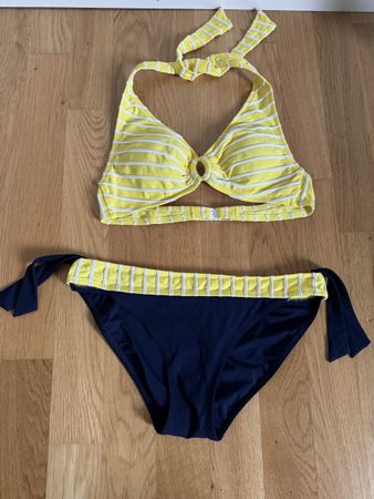 Bikini Lidea gelb dunkelblau gestreift Grösse 36