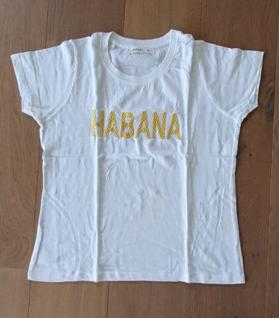 T-Shirt weiss mit goldenen Aufdruck "Habana", Gr. M