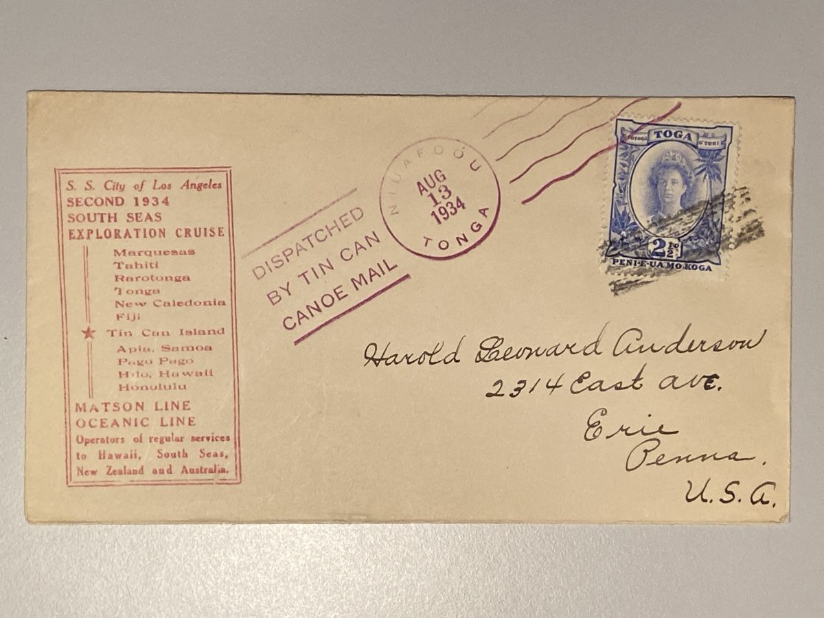 Tutti i francobolli: Tonga 1934, Tin Can Cance Mail – Usato da Küssnacht a. Rigi venduto da Unique-Valuable