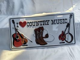 Nummernschild Dekoration „I love Country Music“