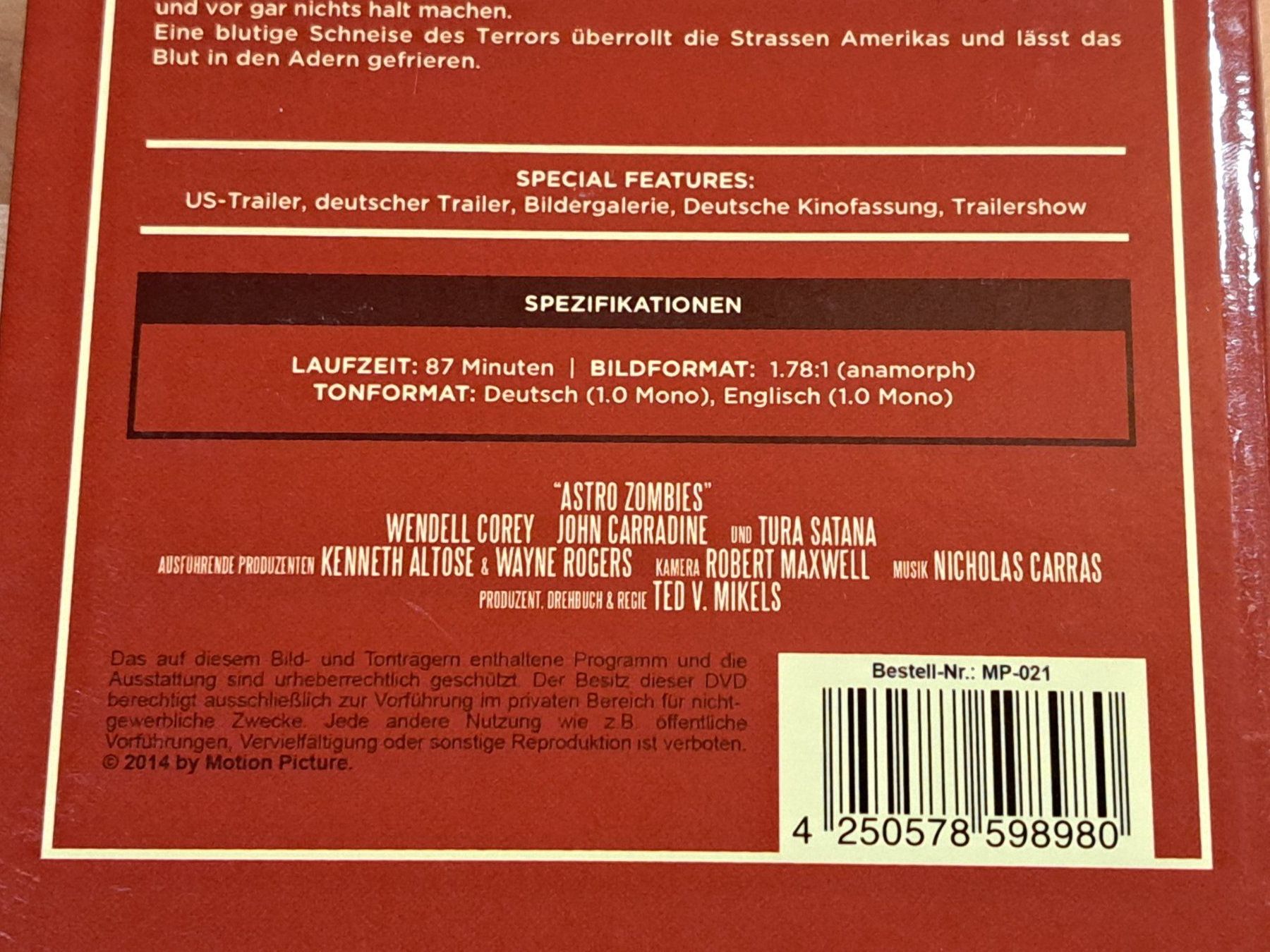 Tutti i DVDs: DVD Hartbox ASTRO ZOMBIES von Ted v. Mikels – Nuovo (secondo la descrizione) da Unterseen venduto da Kanica 3